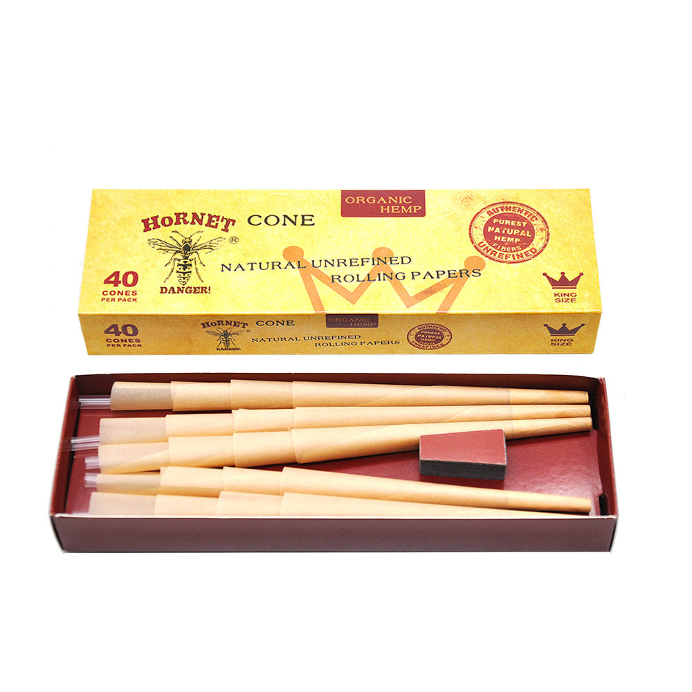 HORNET | Natural Unrefined King Size Pre Rolled Paper Cones Smoking 40 Pack Cone_2