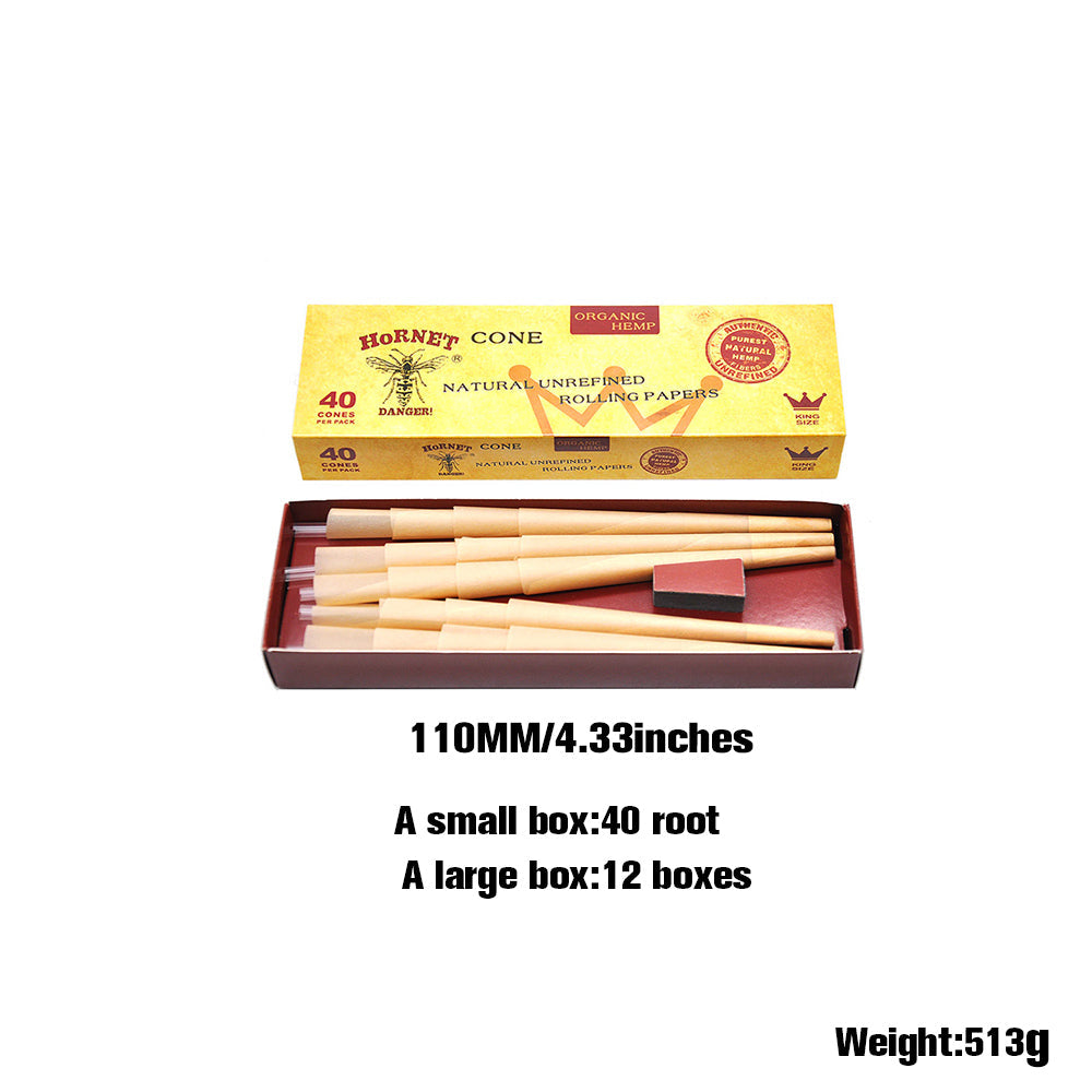 HORNET | Natural Unrefined King Size Pre Rolled Paper Cones Smoking 40 Pack Cone_4