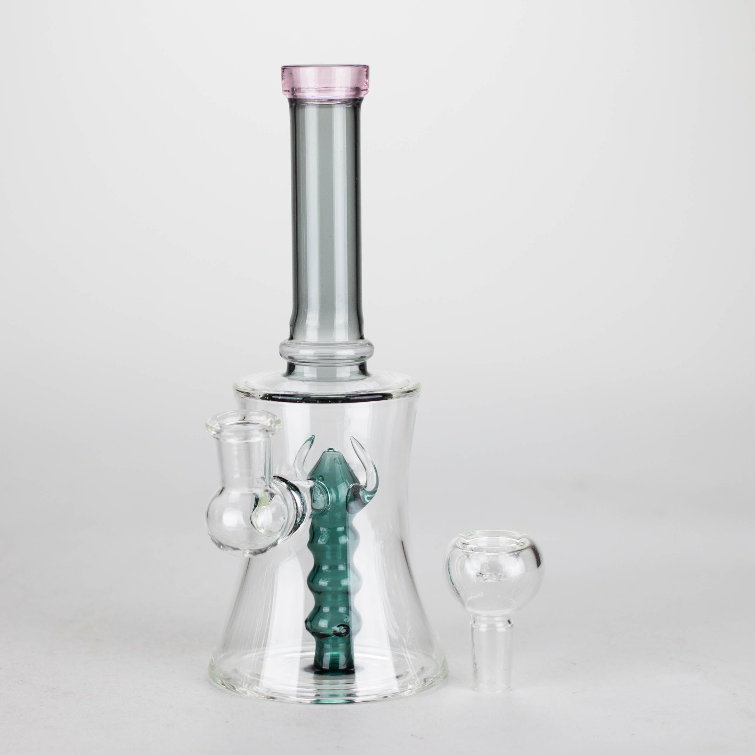 8" Assorted color tube glass bong with caterpilar diffuser_7